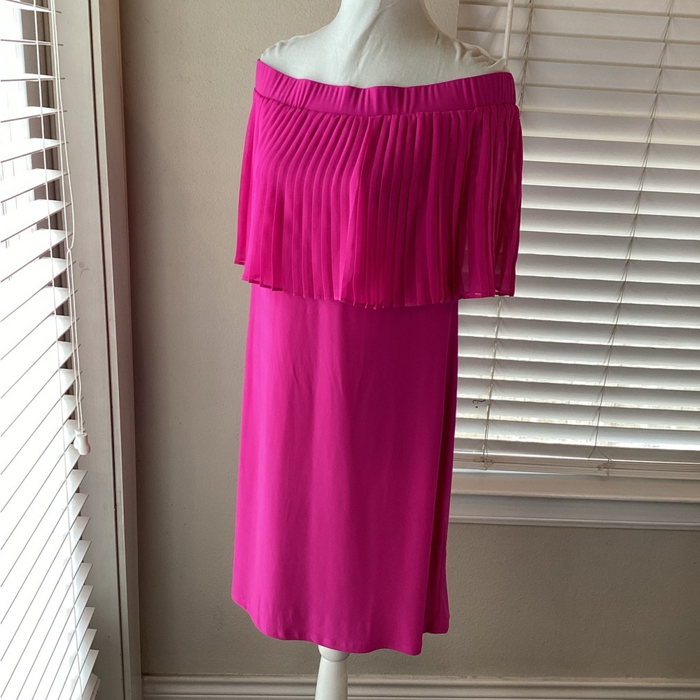 NWT Nordstrom MSK Pleated Top Off Shoulder Dress Size Small